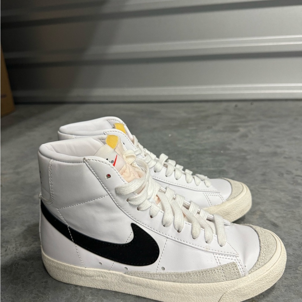 Nike White and Black High-Tops with Yellow Accent